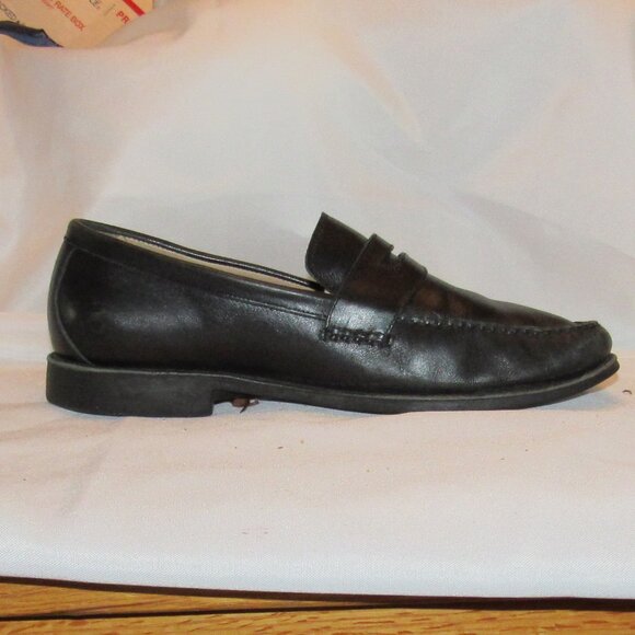 Johnston & Murphy Ainsworth Black Leather Loafers Size 9 M Sheepskin Interior - Picture 8 of 12